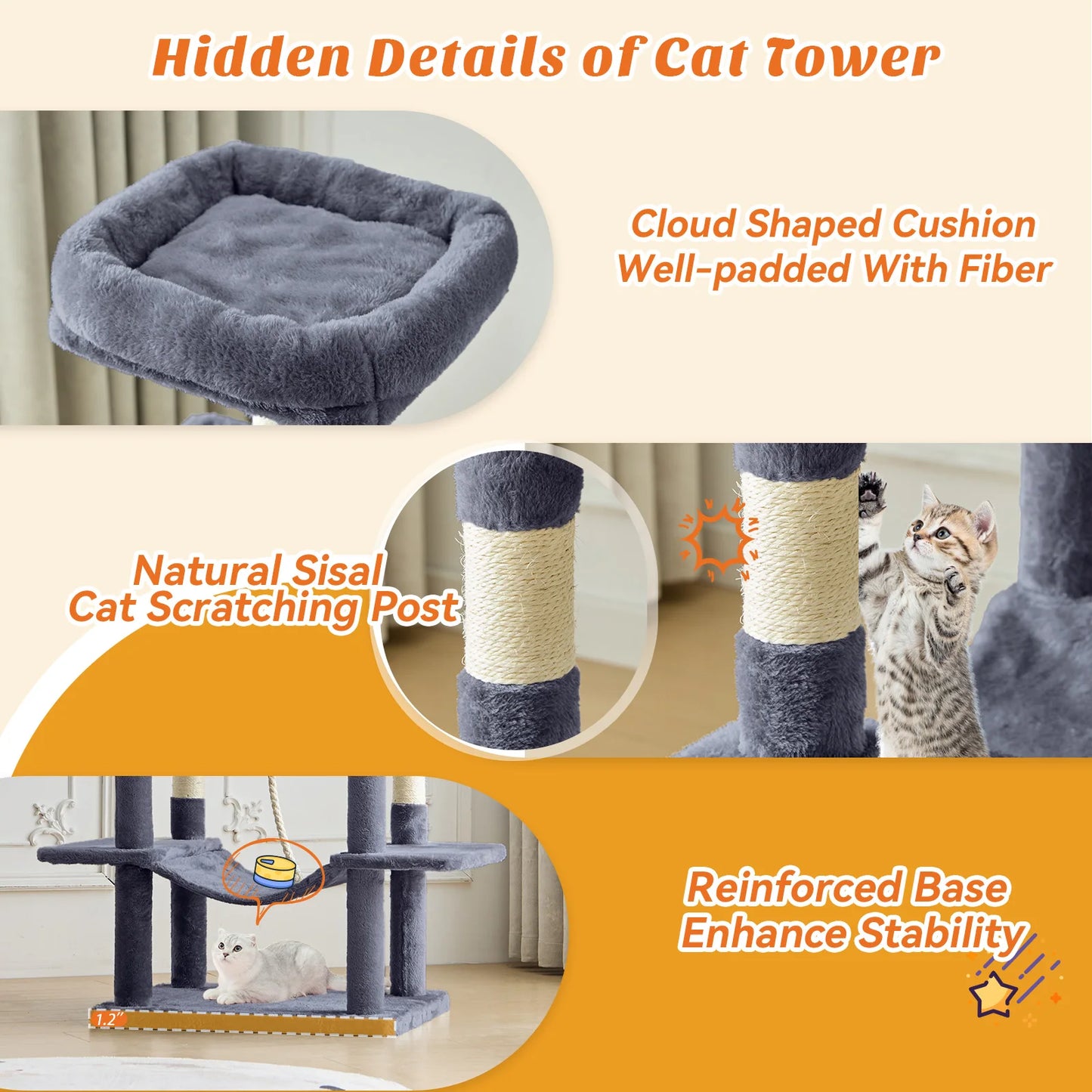 Cat Tree Tower Multi Level Cat Climbing Tower
