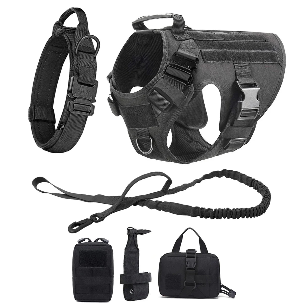 Tactical/Service Dog Harness Leash Collar