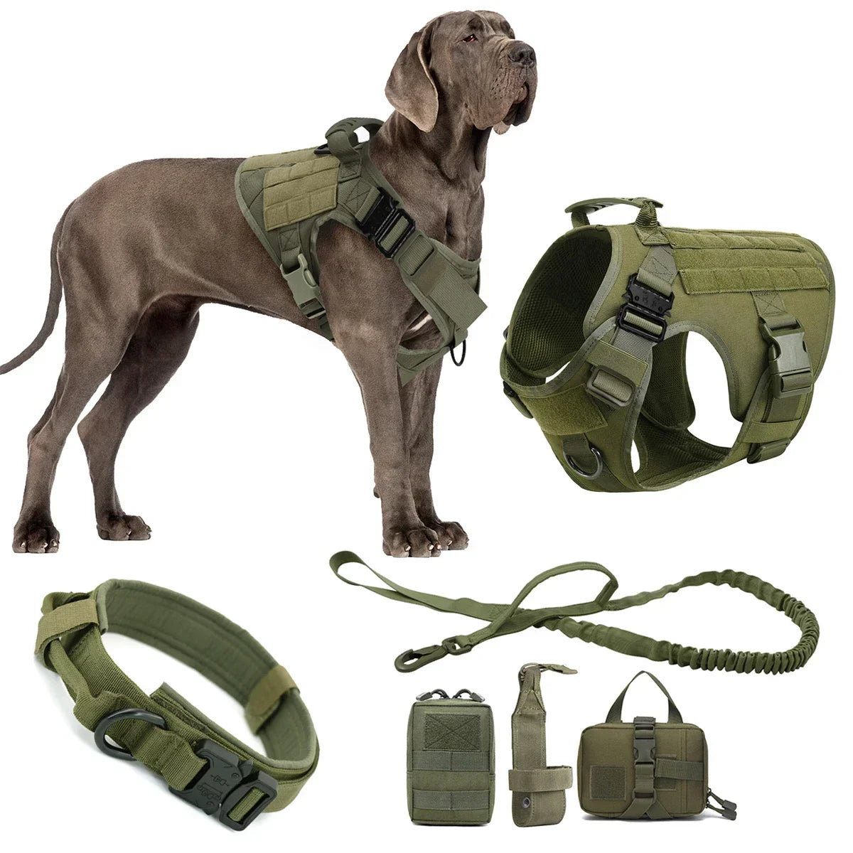 Tactical/Service Dog Harness Leash Collar