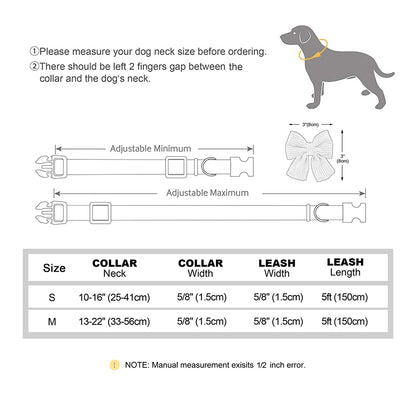 Cute Dog Collar Leash Set With Bowtie